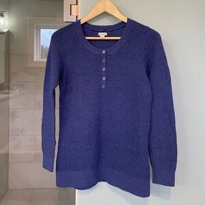 NWOT L.L. Bean Periwinkle Blue Waffle Knit Henley Sweater M